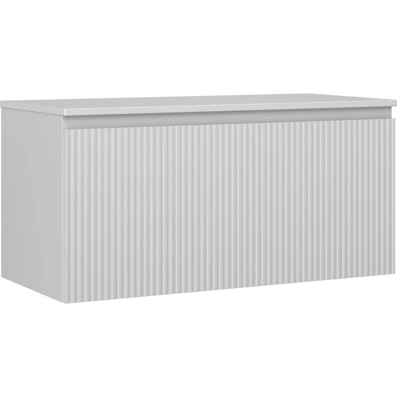 Mexen Rivel Badezimmerschrank 100 cm mit Arbeitsplatte, 1 Schublade, geriffelt, grau matt - 91A20-10047-1-BFC62