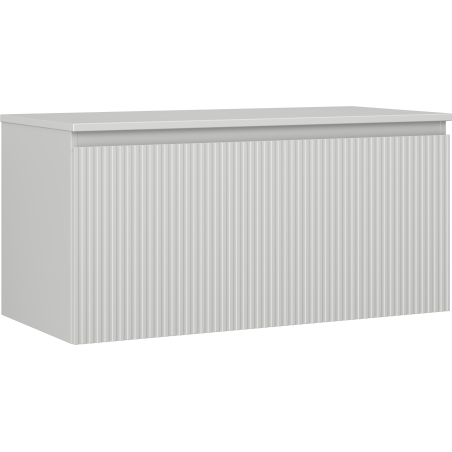 Mexen Rivel Badezimmerschrank unter Waschbecken 100 cm mit Arbeitsplatte, 1 Schublade, geriffelt, grau matt