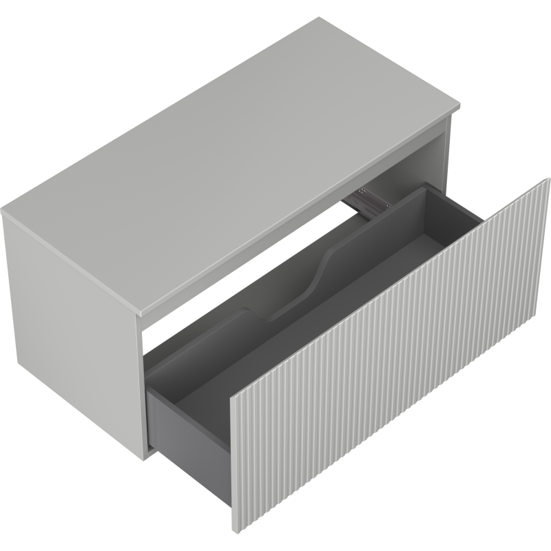 Mexen Rivel Badezimmerschrank 100 cm mit Arbeitsplatte, 1 Schublade, geriffelt, grau matt - 91A20-10047-1-BFC62