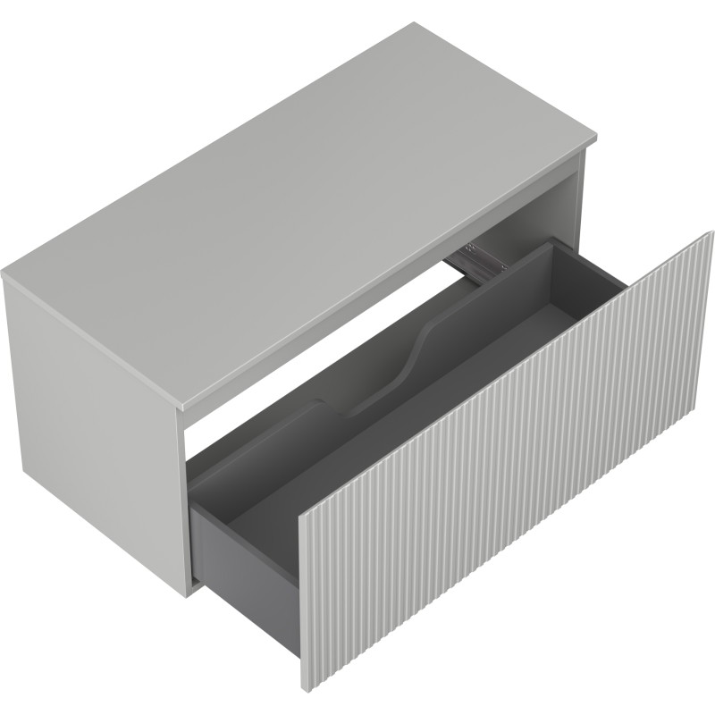 Mexen Rivel Badezimmerschrank unter Waschbecken 100 cm mit Arbeitsplatte, 1 Schublade, geriffelt, grau matt
