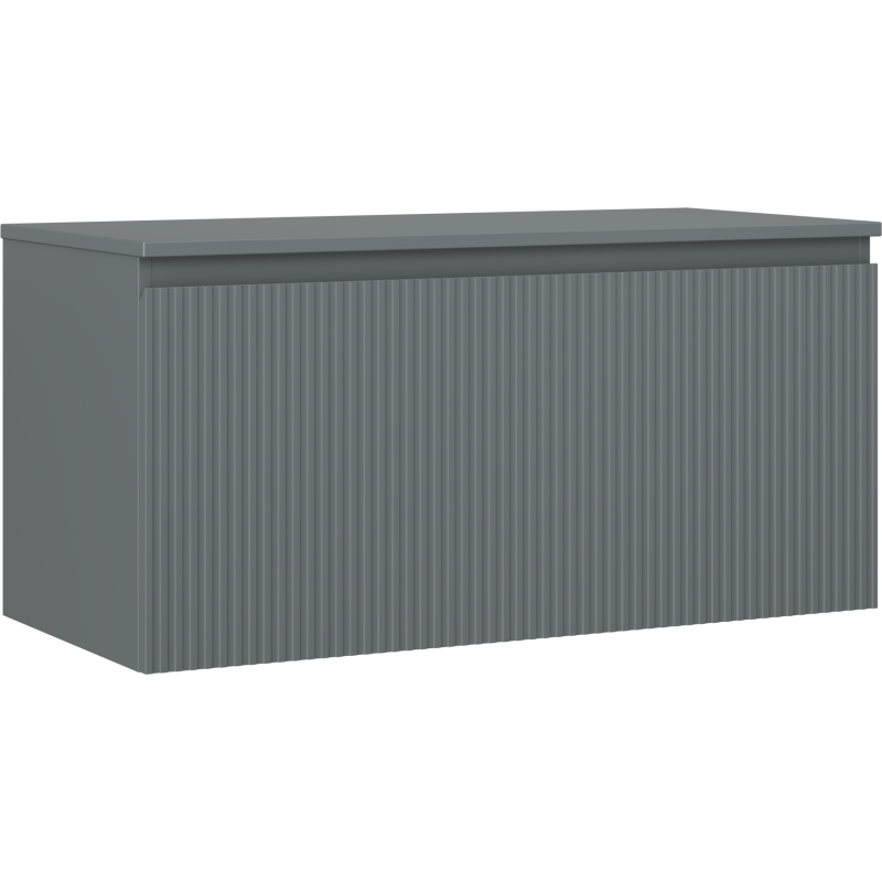 Mexen Rivel Badezimmerschrank unter Waschbecken 100 cm mit Arbeitsplatte, 1 Schublade, geriffelt, Grafit Matt
