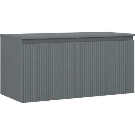 Mexen Rivel Badezimmerschrank unter Waschbecken 100 cm mit Arbeitsplatte, 1 Schublade, geriffelt, Grafit Matt