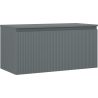 Mexen Rivel Badezimmerschrank unter Waschbecken 100 cm mit Arbeitsplatte, 1 Schublade, geriffelt, Grafit Matt