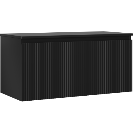 Mexen Rivel Badezimmerschrank unter Waschbecken 100 cm mit Arbeitsplatte, 1 Schublade, geriffelt, schwarz matt
