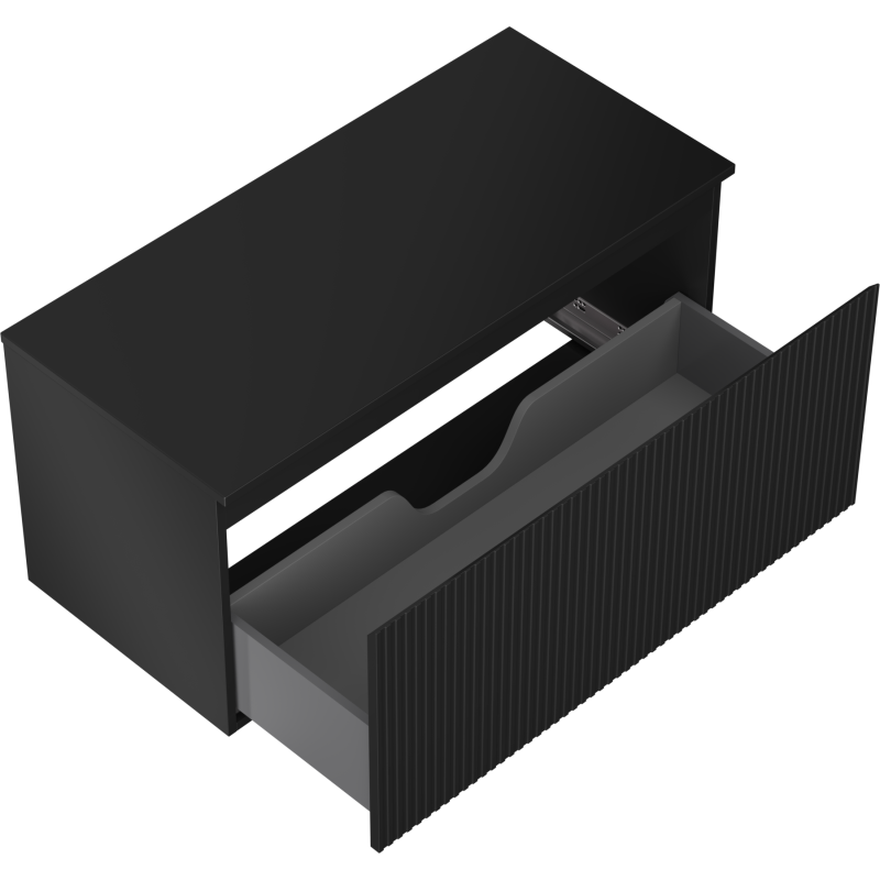 Mexen Rivel Badezimmerschrank unter Waschbecken 100 cm mit Arbeitsplatte, 1 Schublade, geriffelt, schwarz matt