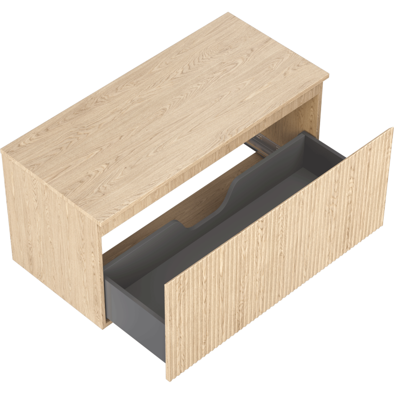 Mexen Rivel Badezimmerschrank unter dem Waschbecken 100 cm mit Arbeitsplatte, 1 Schublade, gerillt, Eiche - 91A20-10047-1-BFC81