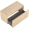 Mexen Rivel Badezimmerschrank unter dem Waschbecken 100 cm mit Arbeitsplatte, 1 Schublade, gerillt, Eiche - 91A20-10047-1-BFC81