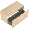 Mexen Rivel Badezimmerschrank unter Waschbecken 100 cm mit Ablage, 1 Schublade, geriffelt, Eiche - 91A20-10047-1-BFC81