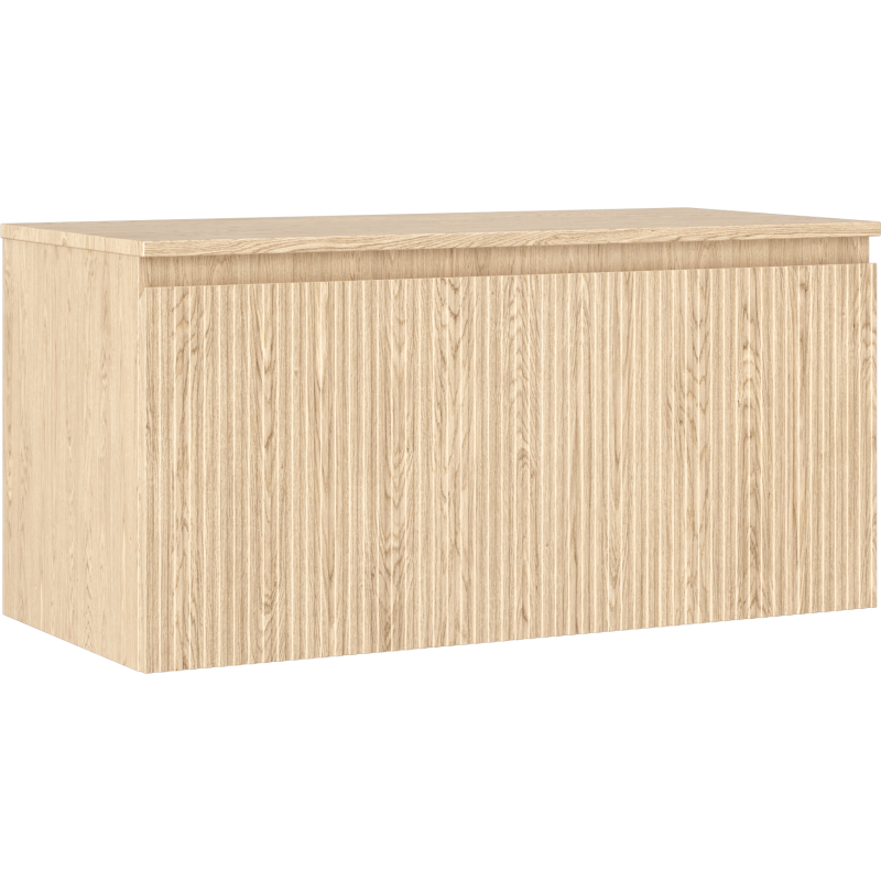 Mexen Rivel Badezimmerschrank unter dem Waschbecken 100 cm mit Arbeitsplatte, 1 Schublade, gerillt, Eiche - 91A20-10047-1-BFC81