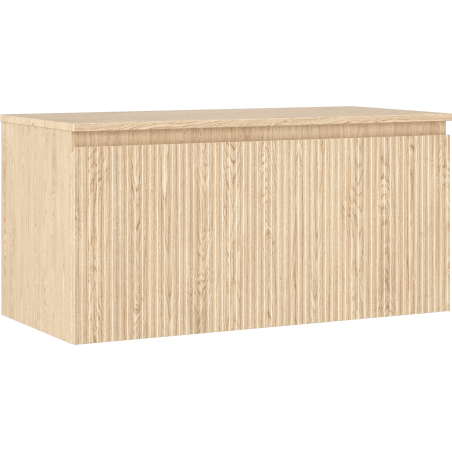 Mexen Rivel Badezimmerschrank unter dem Waschbecken 100 cm mit Arbeitsplatte, 1 Schublade, gerillt, Eiche - 91A20-10047-1-BFC81