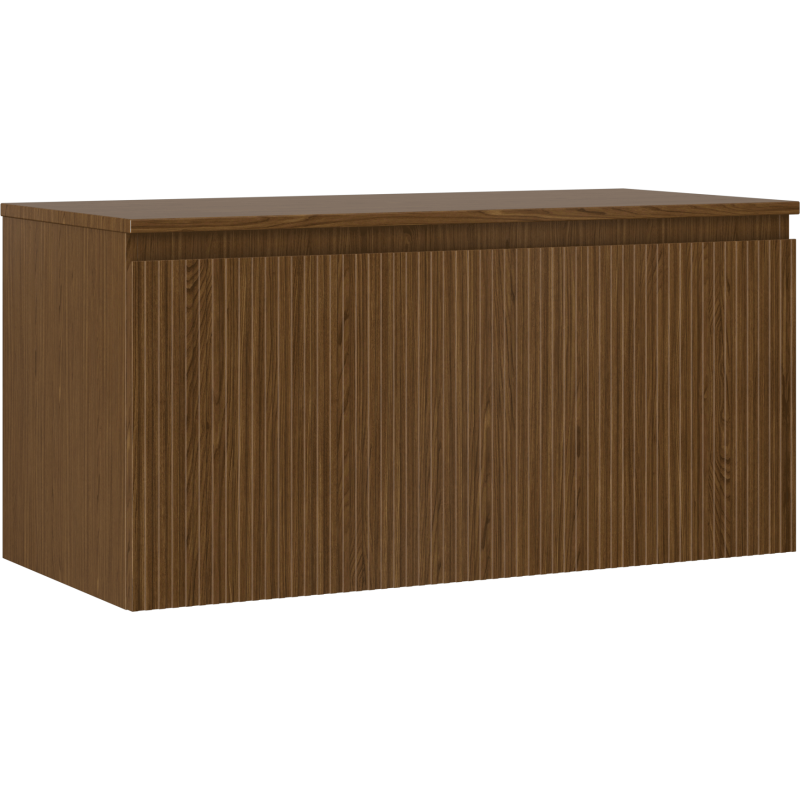Mexen Rivel Badezimmerschrank 100 cm mit Arbeitsplatte, 1 Schublade, gerillt, Nussbaum - 91A20-10047-1-BFC86