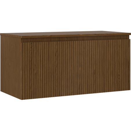 Mexen Rivel Badezimmerschrank 100 cm mit Arbeitsplatte, 1 Schublade, gerillt, Nussbaum - 91A20-10047-1-BFC86