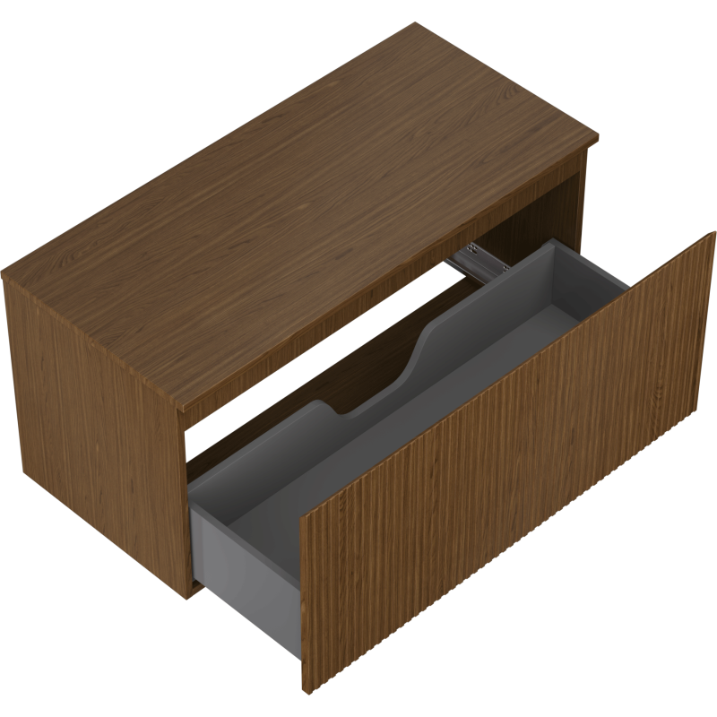 Mexen Rivel Badezimmerschrank 100 cm mit Arbeitsplatte, 1 Schublade, gerillt, Nussbaum - 91A20-10047-1-BFC86