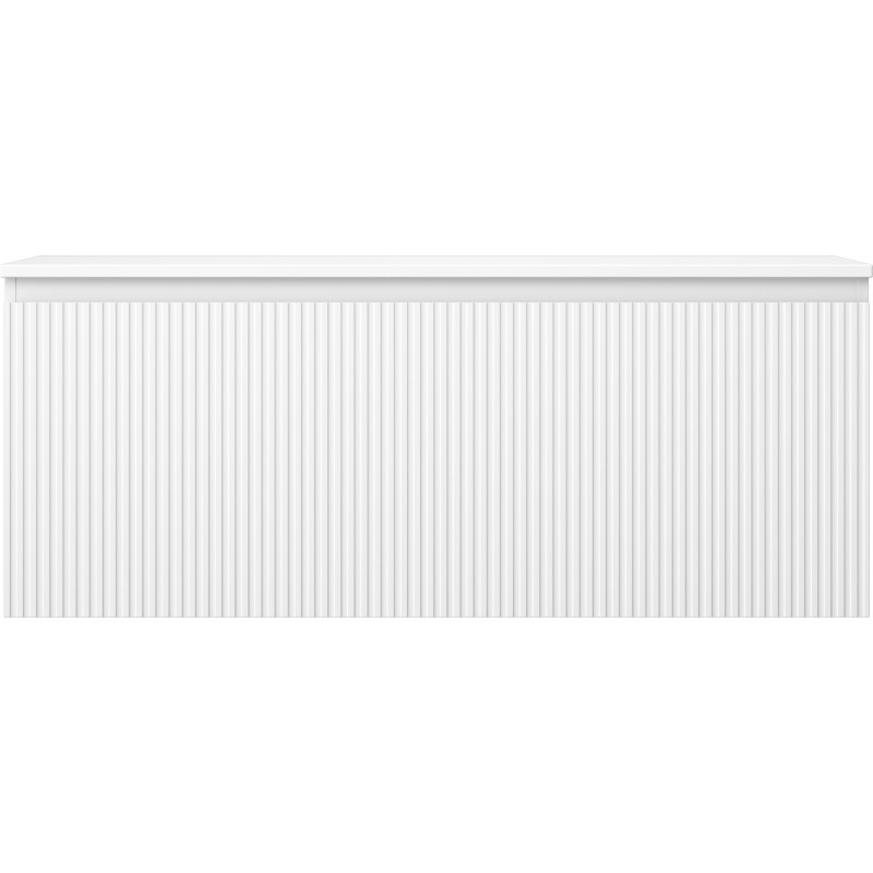 Mexen Rivel Badezimmerschrank unter Waschbecken 120 cm mit Platte, 1 Schublade, geriffelt, weiß matt - 91A20-12047-1-BFC01