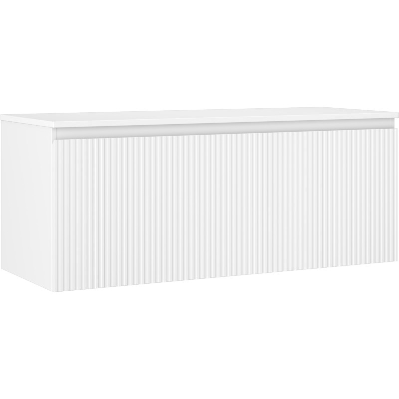 Mexen Rivel Badezimmerschrank unter Waschbecken 120 cm mit Platte, 1 Schublade, geriffelt, weiß matt - 91A20-12047-1-BFC01