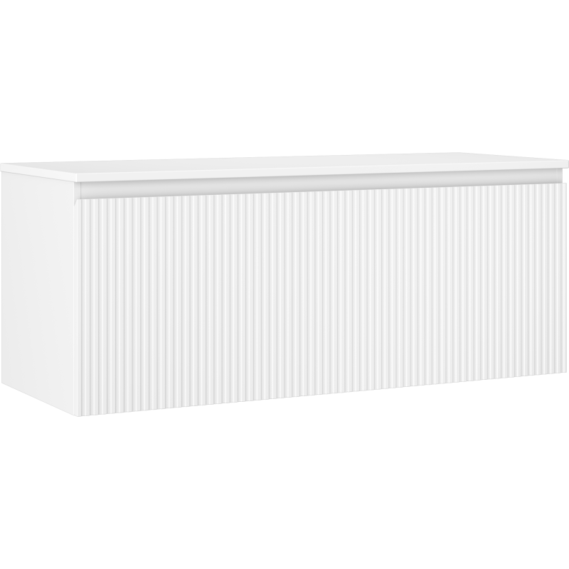 Mexen Rivel Badschrank unter Waschbecken 120 cm mit Arbeitsplatte, 1 Schublade, gerillt, weiße Matt - 91A20-12047-1-BFC01