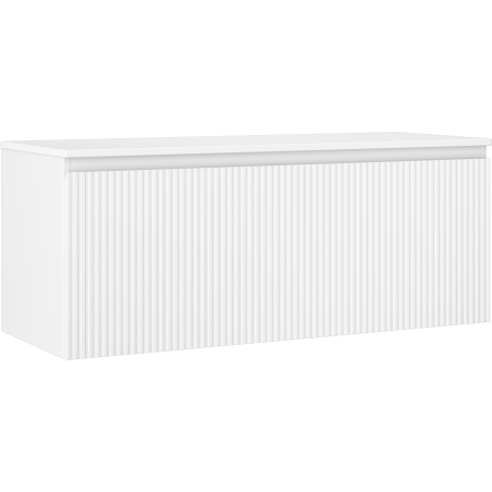 Mexen Rivel Badezimmerschrank unter Waschbecken 120 cm mit Platte, 1 Schublade, geriffelt, weiß matt - 91A20-12047-1-BFC01