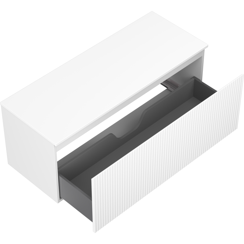 Mexen Rivel Badschrank unter Waschbecken 120 cm mit Arbeitsplatte, 1 Schublade, gerillt, weiße Matt - 91A20-12047-1-BFC01