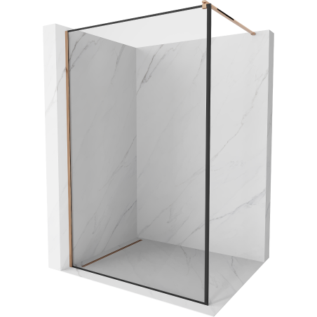 Mexen Kioto Duschwand Walk-in 120 x 200 cm, schwarzer Rahmen 8 mm, Roségold - 800-120-101-60-70
