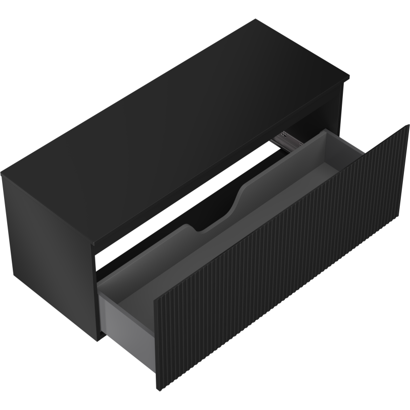 Mexen Rivel Badezimmer-Unterschrank 120 cm mit Arbeitsplatte, 1 Schublade, geriffelt, schwarz matt - 91A20-12047-1-BFC71