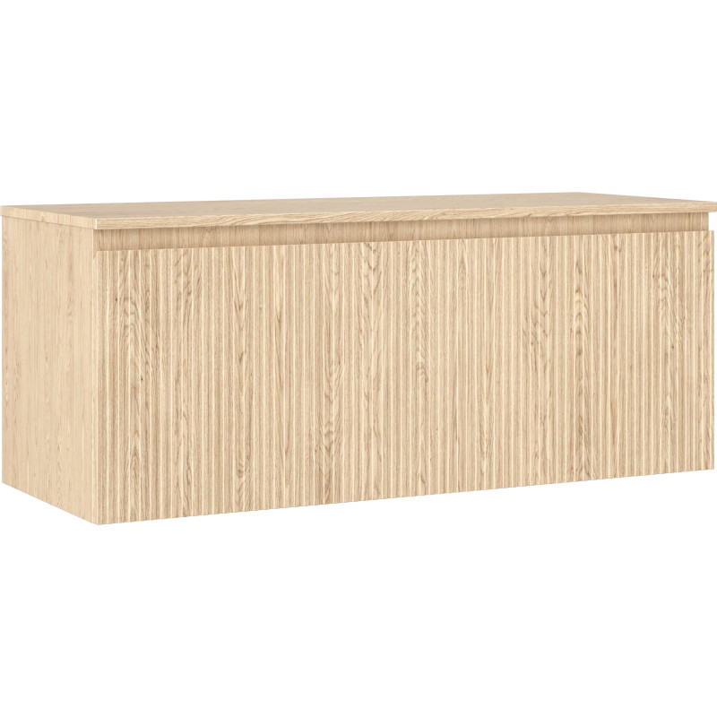 Mexen Rivel Badezimmerschrank für Waschbecken 120 cm mit Arbeitsplatte, 1 Schublade, geriffelt, Eiche - 91A20-12047-1-BFC81
