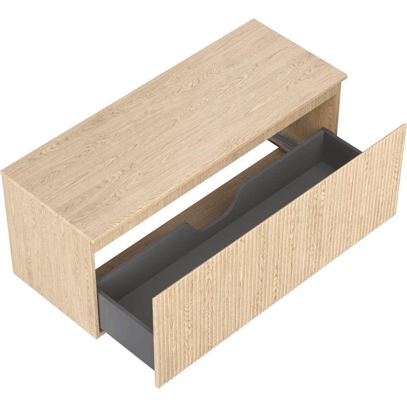 Mexen Rivel Badezimmer-Unterschrank 120 cm mit Arbeitsplatte, 1 Schublade, geriffelt, Eiche - 91A20-12047-1-BFC81