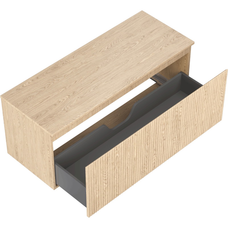 Mexen Rivel Badezimmerschrank für Waschbecken 120 cm mit Arbeitsplatte, 1 Schublade, geriffelt, Eiche - 91A20-12047-1-BFC81
