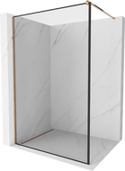 Mexen Kioto Duschwand Walk-in 140 x 200 cm, schwarzer Rahmen 8 mm, Roségold - 800-140-101-60-70