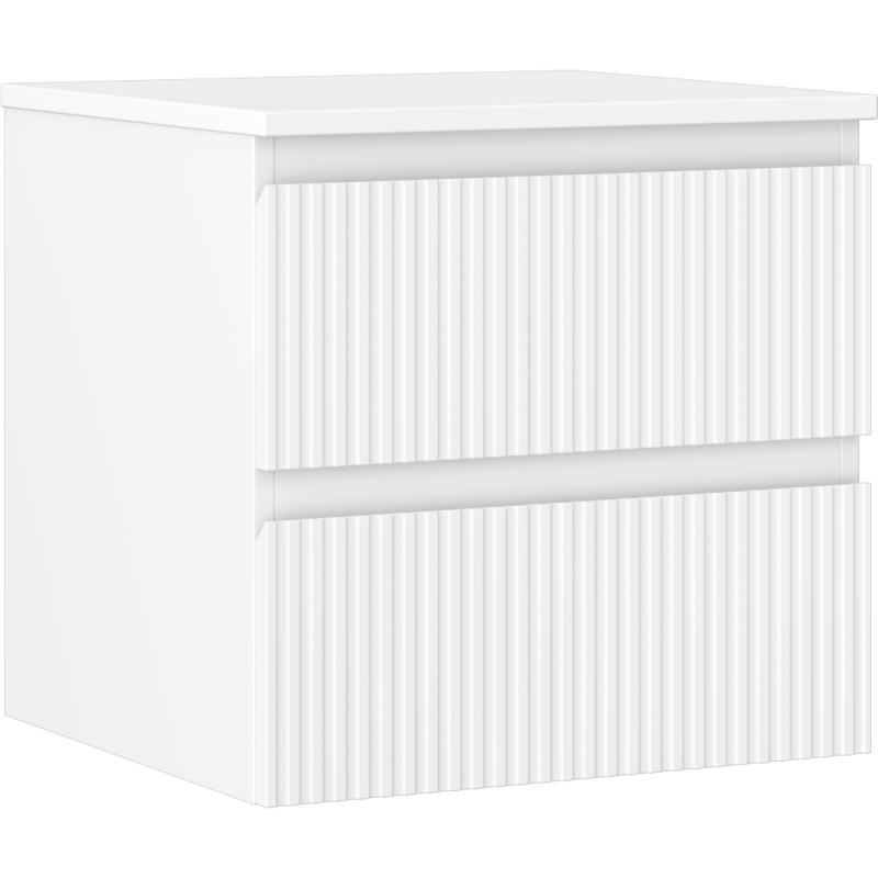 Mexen Rivel Badezimmerschrank 50 cm mit Platte, 2 Schubladen, geriffelt, weiß matt - 91A20-05047-2-BFFC01