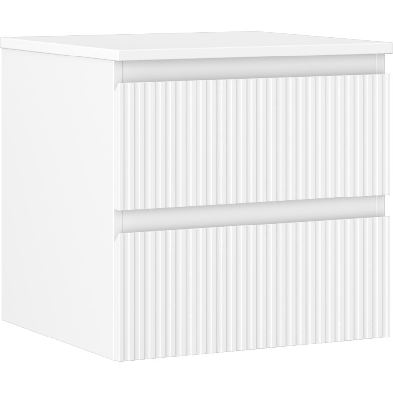 Mexen Rivel Waschtischunterschrank 50 cm mit Platte, 2 Schubladen, gerillt, weiß matt - 91A20-05047-2-BFFC01