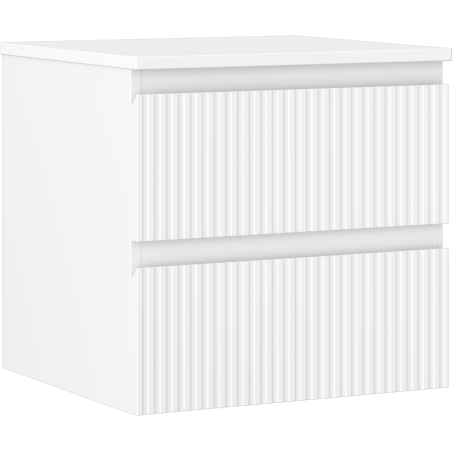 Mexen Rivel Badezimmerschrank 50 cm mit Platte, 2 Schubladen, geriffelt, weiß matt - 91A20-05047-2-BFFC01