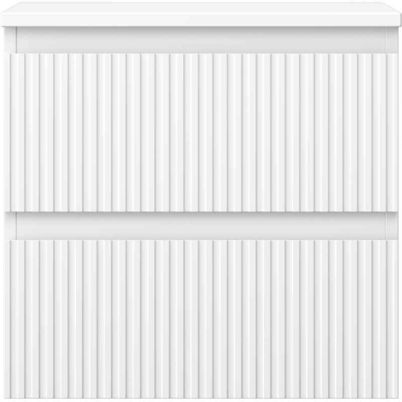Mexen Rivel Badezimmerschrank 50 cm mit Platte, 2 Schubladen, geriffelt, weiß matt - 91A20-05047-2-BFFC01