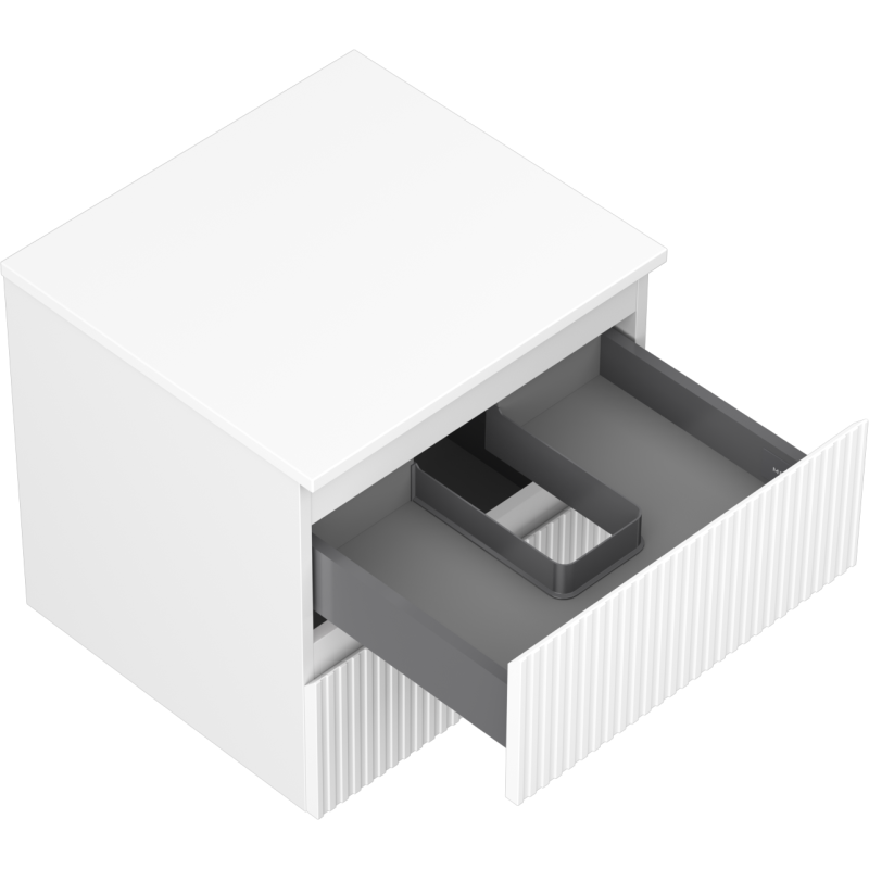 Mexen Rivel Badezimmerschrank 50 cm mit Platte, 2 Schubladen, geriffelt, weiß matt - 91A20-05047-2-BFFC01