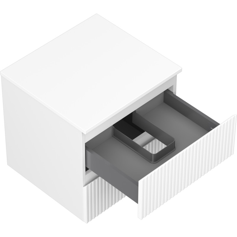 Mexen Rivel Waschtischunterschrank 50 cm mit Platte, 2 Schubladen, gerillt, weiß matt - 91A20-05047-2-BFFC01