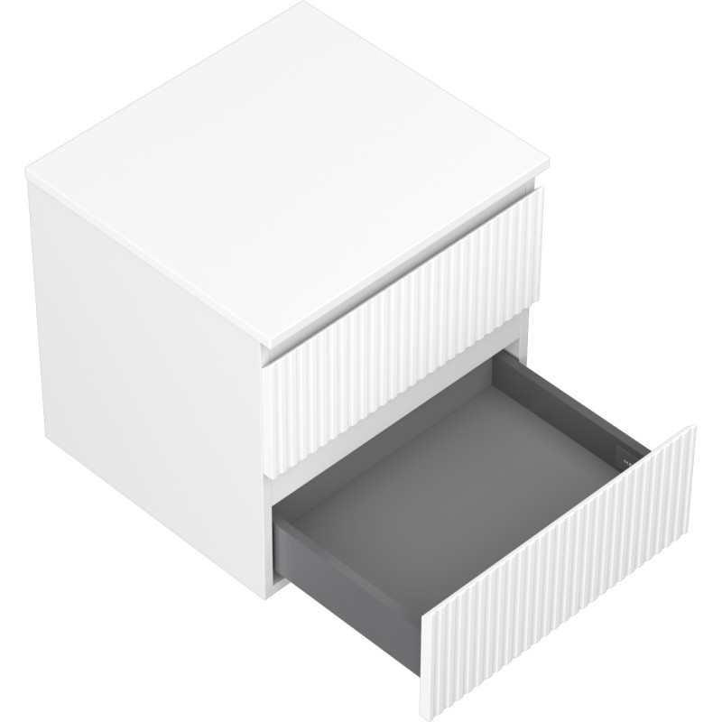 Mexen Rivel Waschtischunterschrank 50 cm mit Platte, 2 Schubladen, gerillt, weiß matt - 91A20-05047-2-BFFC01