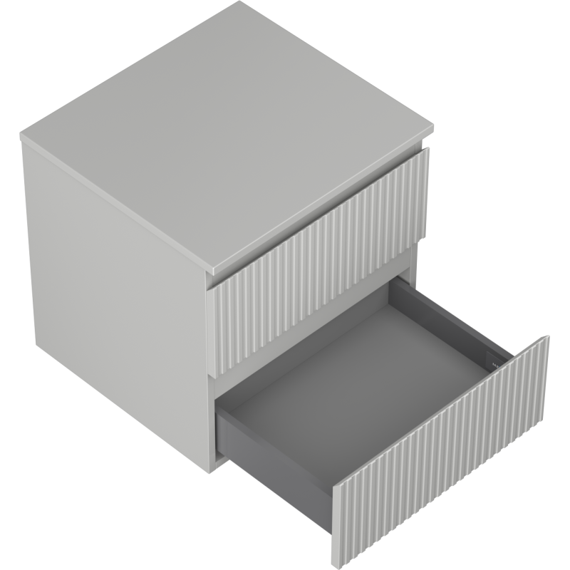 Mexen Rivel Badezimmerunterschrank 50 cm mit Arbeitsplatte, 2 Schubladen, geriffelt, grau matt - 91A20-05047-2-BFFC62