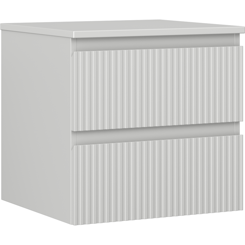 Mexen Rivel Badezimmerunterschrank 50 cm mit Arbeitsplatte, 2 Schubladen, geriffelt, grau matt - 91A20-05047-2-BFFC62