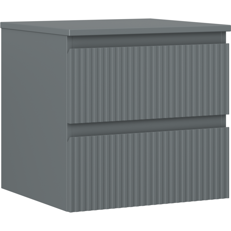 Mexen Rivel Waschtischunterschrank 50 cm mit Platte, 2 Schubladen, geriffelt, Graphit Matt - 91A20-05047-2-BFFC66