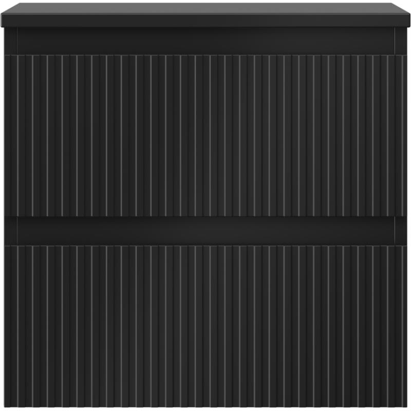 Mexen Rivel Badezimmer-Unterschrank 50 cm mit Platte, 2 Schubladen, geriffelt, schwarz matt - 91A20-05047-2-BFFC71