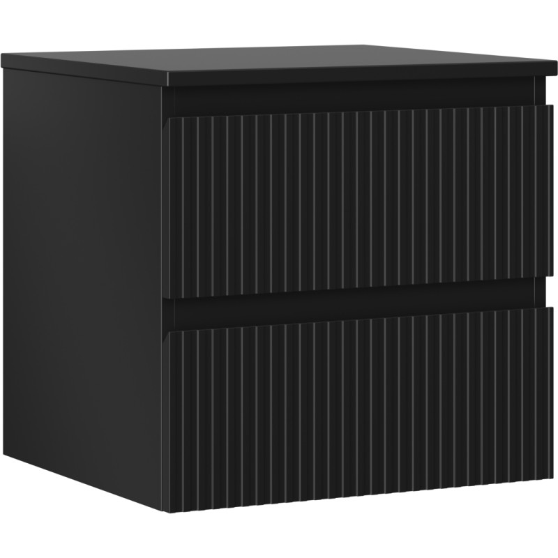 Mexen Rivel Badezimmerschrank unter Waschbecken 50 cm mit Arbeitsplatte, 2 Schubladen, gerillt, schwarz matt