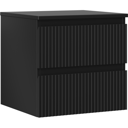 Mexen Rivel Badezimmer-Unterschrank 50 cm mit Platte, 2 Schubladen, geriffelt, schwarz matt - 91A20-05047-2-BFFC71