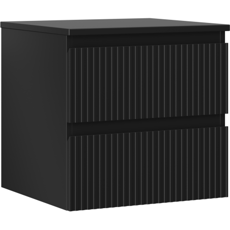 Mexen Rivel Badezimmerschrank unter Waschbecken 50 cm mit Arbeitsplatte, 2 Schubladen, gerillt, schwarz matt