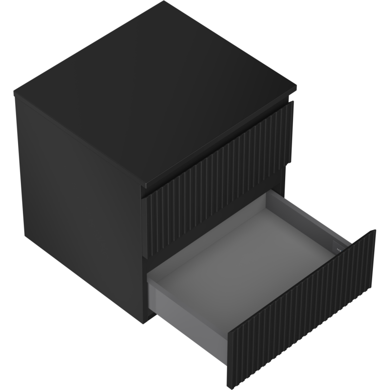 Mexen Rivel Badezimmer-Unterschrank 50 cm mit Platte, 2 Schubladen, geriffelt, schwarz matt - 91A20-05047-2-BFFC71