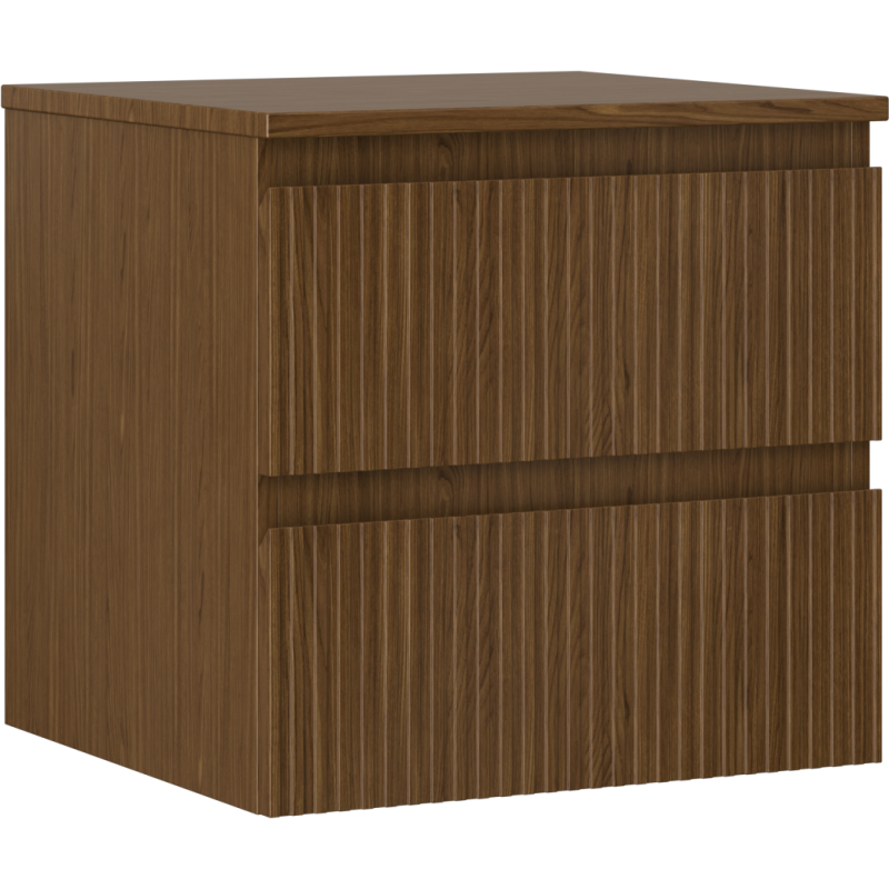 Mexen Rivel Badezimmerschrank 50 cm mit Arbeitsplatte, 2 Schubladen, geriffelt, Nussbaum - 91A20-05047-2-BFFC86
