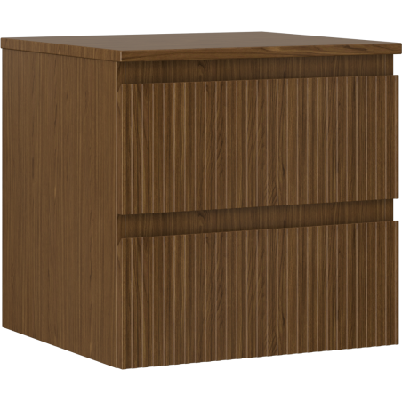 Mexen Rivel Badezimmerschrank 50 cm mit Arbeitsplatte, 2 Schubladen, geriffelt, Nussbaum - 91A20-05047-2-BFFC86