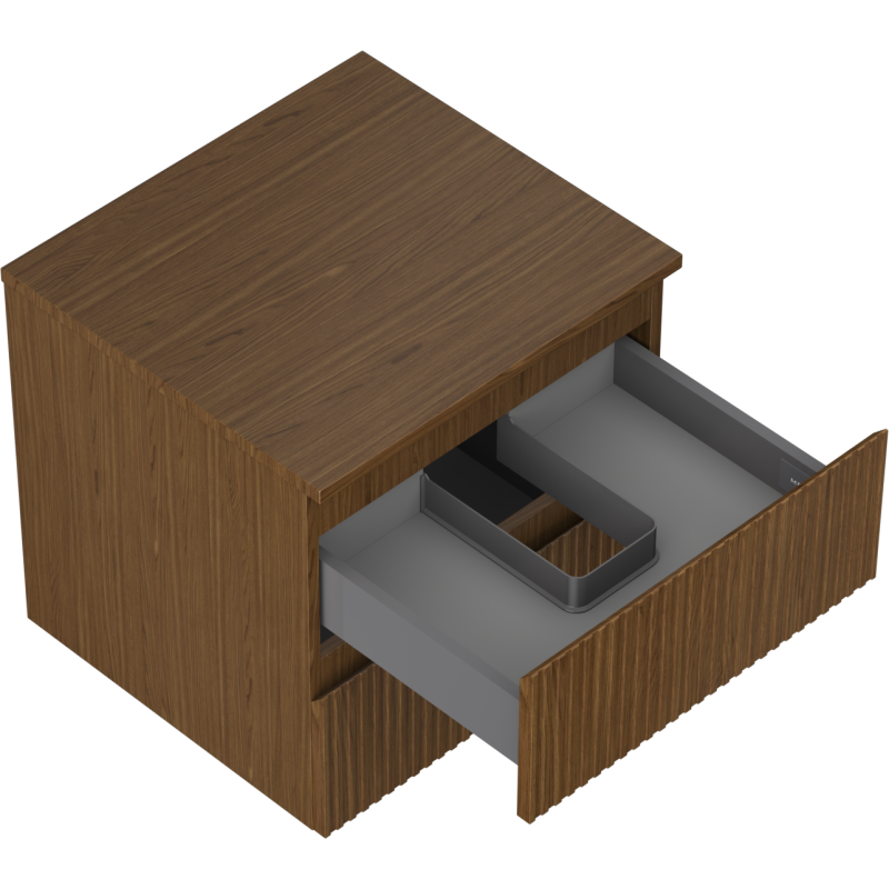 Mexen Rivel Badezimmerschrank 50 cm mit Arbeitsplatte, 2 Schubladen, geriffelt, Nussbaum - 91A20-05047-2-BFFC86