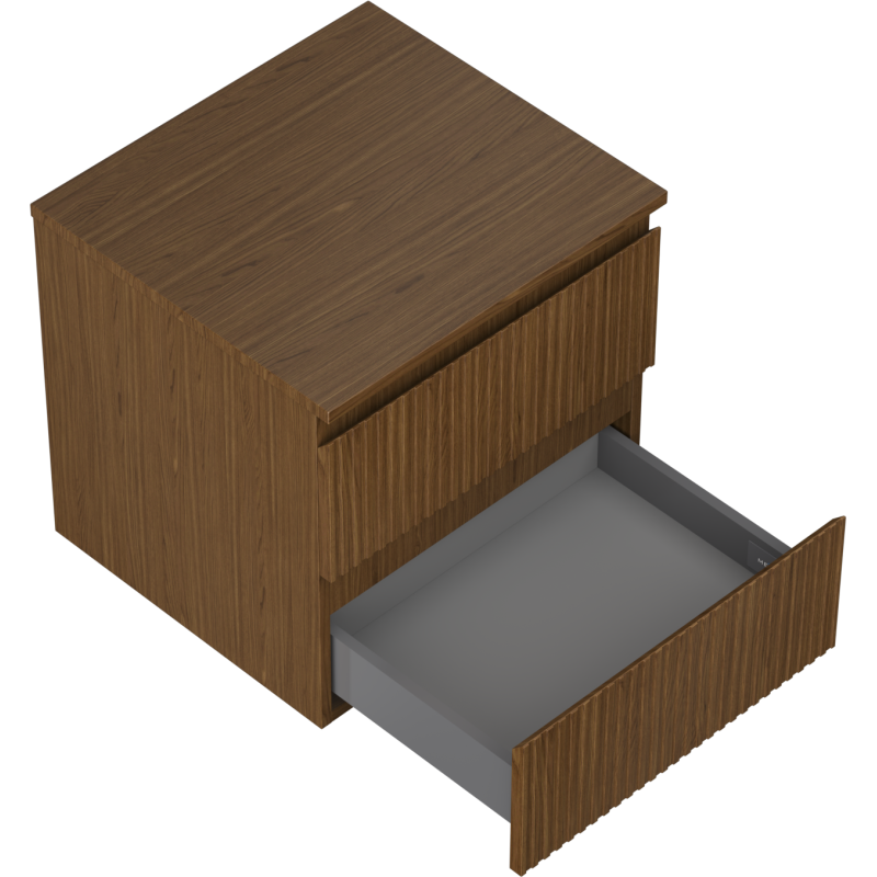 Mexen Rivel Badezimmerschrank 50 cm mit Arbeitsplatte, 2 Schubladen, geriffelt, Nussbaum - 91A20-05047-2-BFFC86