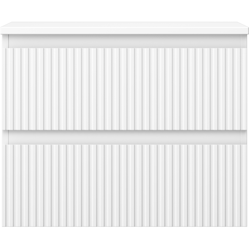 Mexen Rivel Badezimmerunterschrank 60 cm mit Platte, 2 Schubladen, geriffelt, weiß matt - 91A20-06047-2-BFFC01