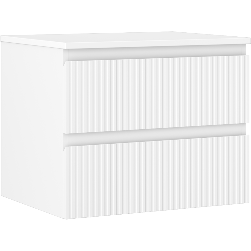 Mexen Rivel Badezimmerunterschrank 60 cm mit Platte, 2 Schubladen, geriffelt, weiß matt - 91A20-06047-2-BFFC01