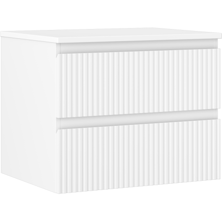 Mexen Rivel Badezimmerunterschrank 60 cm mit Platte, 2 Schubladen, geriffelt, weiß matt - 91A20-06047-2-BFFC01